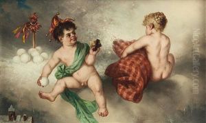 Die Vier Jahreszeiten. Putti-allegorien Jeweils Mit Knabe Und Madchen (4 Works)