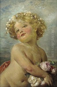Kind Mit Rosenstraus by Rudolf Roessler