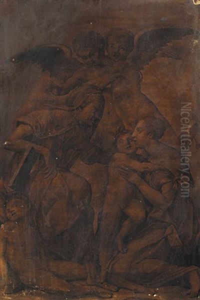 Vierge A L'enfant Avec Saints Jean Baptiste Et Elisabeth Et Deux Anges - view 1