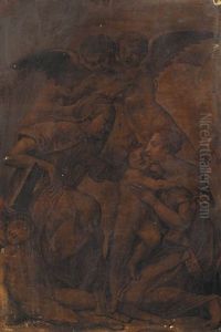 Vierge A L'enfant Avec Saints Jean Baptiste Et Elisabeth Et Deux Anges