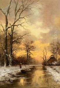 Winterliche Abendstimmung by Fredericus Jacobus Van Rossum Du Chattel