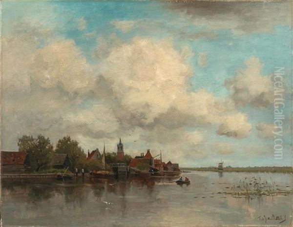 Weite Hollandische Flusslandschaft Mit Boten - view 1