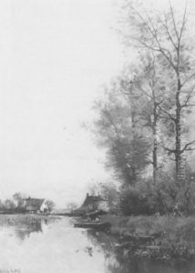 Vaart Met Rechts Een Visser In Een Roeiboot En Op De Achtergrond Een Boerderij by Fredericus Jacobus Van Rossum Du Chattel