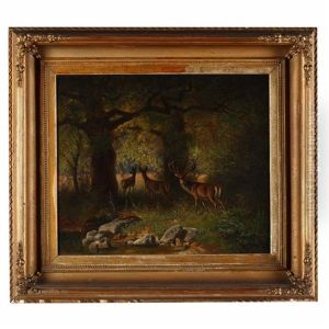 Deer In Wood by Carl Oswald Rostosky