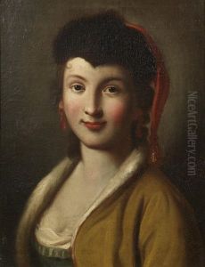 Portrait Of A Young Woman, Bust-length, In A Fur Hat And A Fur-trimmed Buff Coloured Coat
