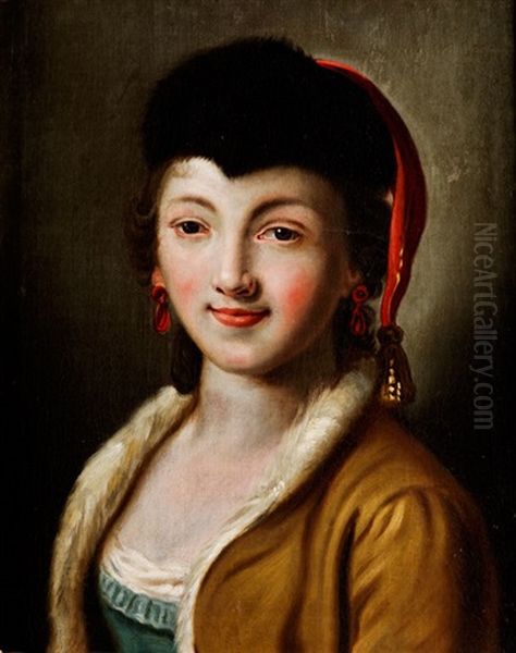Portrait Einer Jungen Frau Mit Fellkappe - view 1