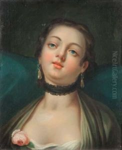 Jeune Fille Au Corsage Decore D'une Rose