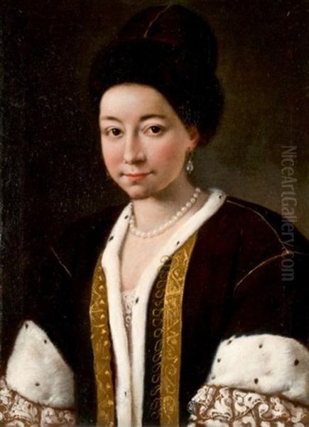 Femme A La Toque Et A La Veste De Fourrure - view 1