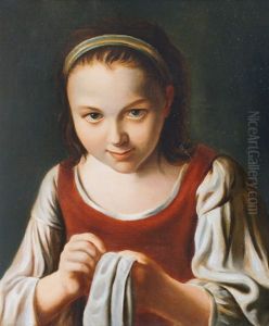 Girl Doing Needlework by Pietro Antonio Rotari