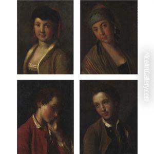 Portraits Of Young Men And Women (set Of Four)