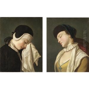 Ritratti Di Fanciulle (pair) by Pietro Antonio Rotari