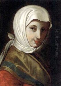 Portrait Of A Young Lady In A White Headscarf by Pietro Antonio Rotari
