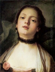 Portrait Of A Young Lady With A Black Lace Choker by Pietro Antonio Rotari