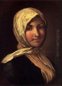 Portrait Of A Girl, Wearing A Blue Coat, Yellow Scarf And A White Headdress Portrait Of A Girl, Wearing A Blue Coat, Yellow Scarf And A White Headdress