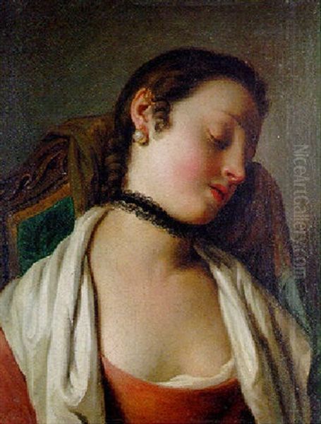 Jeune Femme En Buste Endormie - view 1