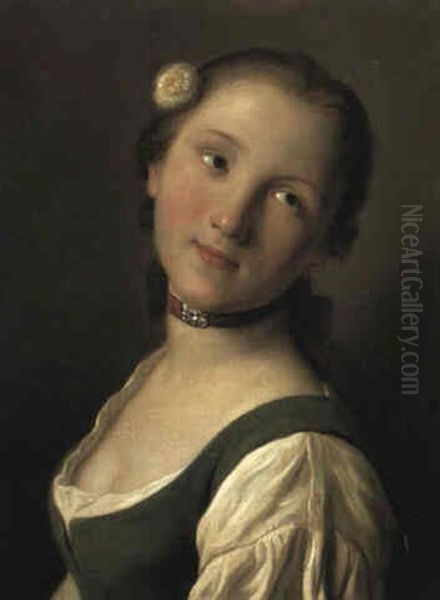 Young Girl With A Flower In Her Hair - view 1