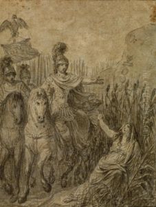 Soldats Romains Saluant Une Femme by Jean Francois Bosio