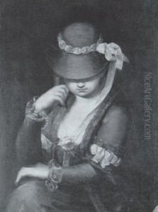 Fanciulla Con Cappello Blu by Pietro Antonio Rotari