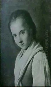 A Portrait Of A Young Girl, Half Length, Seen In Left       Profile Her Head Turned To The Viewer
