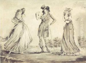 Trois Elegants Dans Un Parc by Jean Francois Bosio