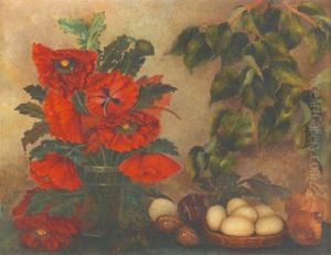 Stillleben Mit Mohnblumen Und Eierkorb Stillleben Mit Mohnblumen Und Eierkorb