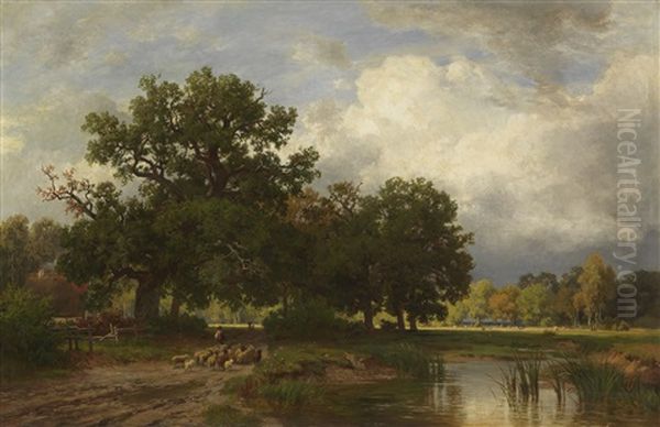 Sommerliche Landschaft Mit Schafherde - view 1