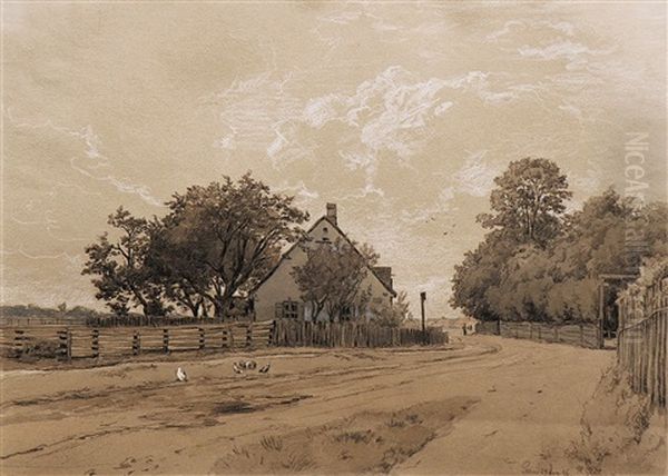 Huhner Auf Der Strase Vor Einem Haus - view 1
