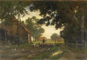 Dorflandschaft Mit Schafer Und Herde Dorflandschaft Mit Schafer Und Herde