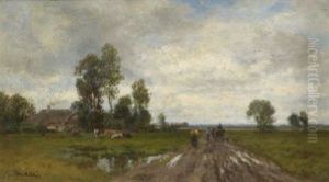 Bauern Auf Dem Heimweg In Weiter Landschaft by Philipp Roeth
