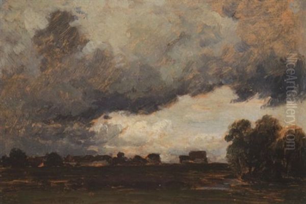 Wolkenverhangene Bachlandschaft - view 1