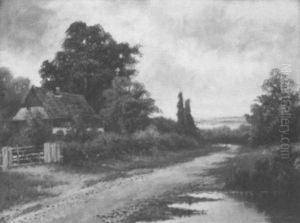 Bauerngehoft Im Dachauer Moos, Rechts Im Vordergrund Ein Kleines Gewasser by Philipp Roeth