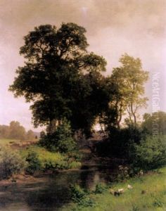 Bachlandschaft Mit Schafherde Und Steinernen Brucke Bachlandschaft Mit Schafherde Und Steinernen Brucke