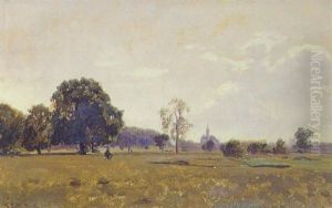 Udsigt Over Landskab Med Kirke I Baggrunden by Philipp Roeth