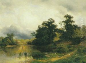 Waldlandschaft Mit See Waldlandschaft Mit See
