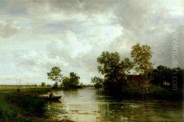 Fluslandschaft Mit Fischer - view 1
