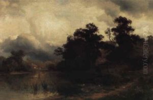 Waldlandschaft Mit Fluslauf Waldlandschaft Mit Fluslauf