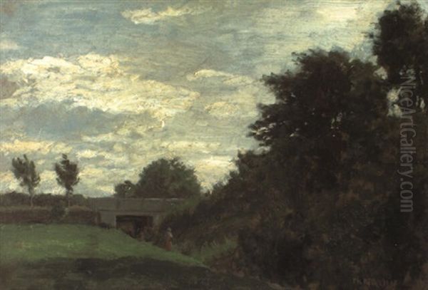 Sommerlandschaft Mit Ansteigenden Wiesen Und Bachlauf - view 1