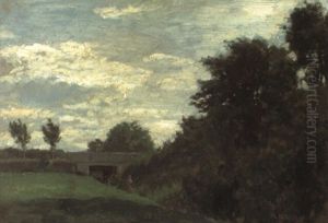 Sommerlandschaft Mit Ansteigenden Wiesen Und Bachlauf by Philipp Roeth