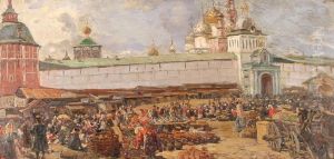The Market At St. Sergius Monastery by Michail Vasilievitch Boskin