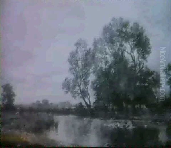 Flusslandschaft Mit Bauernhausern - view 1