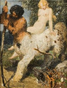 Centaur With Nymph by Alexander Rothaug
