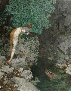 Waldnymphe Belauscht Den Einsiedler