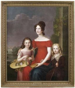 Caroline Friederike Mathilde, Herzogin Von Wurttemberg Geborene Prinzessin Von Waldeck-pyrmont Mit Ihren Zwei Kindern by Carl Rothe
