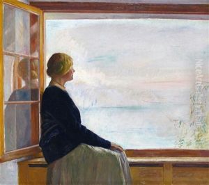Looking Out To Sea, Possibly The Artist's Wife Alice by William Rothenstein