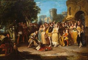 Sir Walter Raleigh And Queen Elizabeth by Peter Frederick Rothermel
