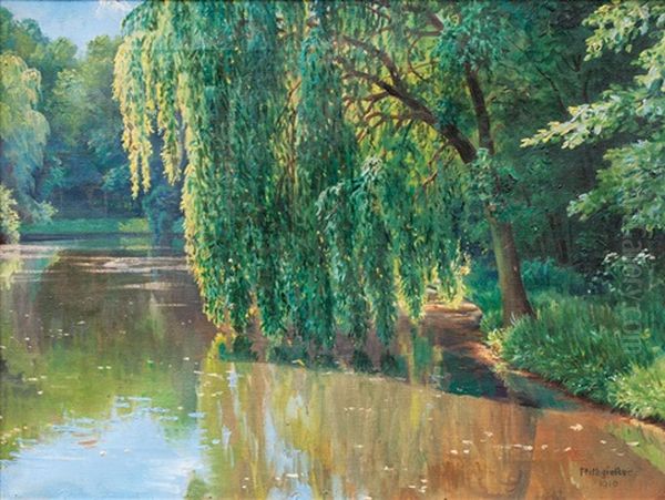 Willows At A Hamburg Pond - view 1