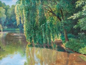 Willows At A Hamburg Pond by Richard Rothgiesser