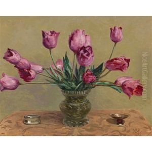 Tulipes Dans Vase Cristal by William Roethlisberger