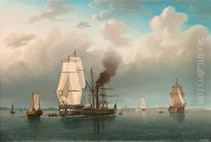 Vy Mot Sveaborg Med Segelfartyg, Hjulangare Och Den Optiska Telegrafen by Carl Abraham Rothsten