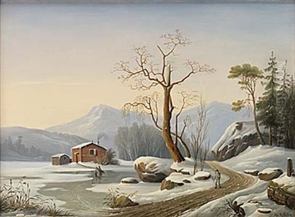 Vinterlandskap Med Vandrande Figurer - view 1